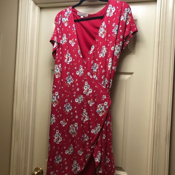 LOFT Dresses & Skirts - Ann Taylor Loft plus -pink, wrap dress in good condition. Size 18.